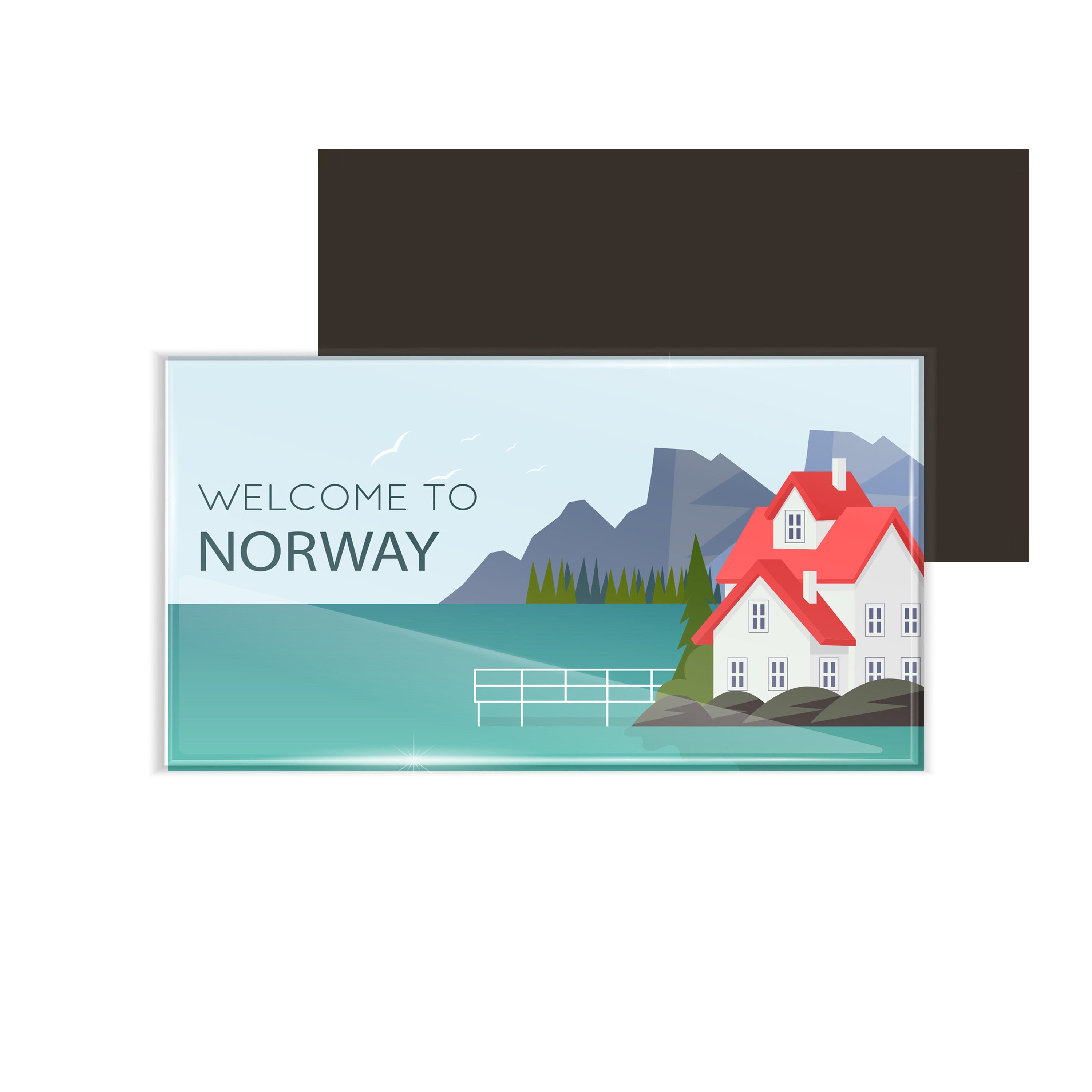 dhcrafts Fridge Magnet Rectangle Acrylic Glass (8.6 x 5.4 cm) Multicolor Travel Norway Design Pack of 1